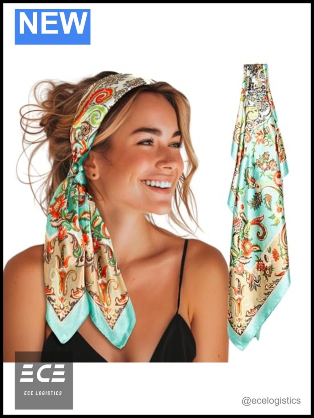 Satin Non-Slip Headband 6-Clip Wide Hair Wrap for Women